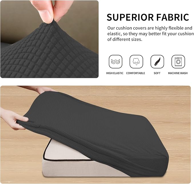 Easy-Going Stretch 4 Pieces Couch Cushion Covers - Image 4