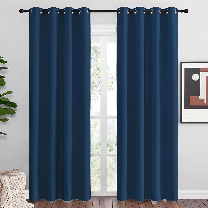 NICETOWN Moroccan Blue Blackout Curtains 86" Long, 2 Pieces by NICETOWN