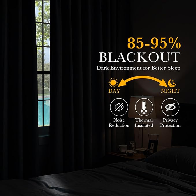 PONY DANCE Blackout Curtains for Bedroom, Room Darkening 96 inch Curtains 2 - Image 2