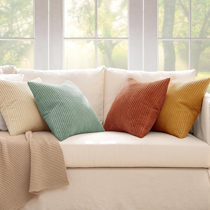 MIULEE Boho Farmhouse Throw Pillow Covers 18x18 Inch Set of 4 Summer Modern - Image 3