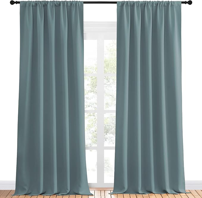 NICETOWN Greyish Blue Blackout Curtains Panels - Image 2
