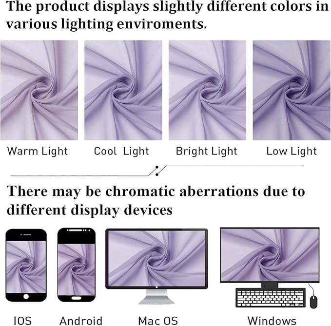 Lecloud Lavender Sheer Curtains 96 Inches Long 2 Panels Set, Light Filtering - Image 7