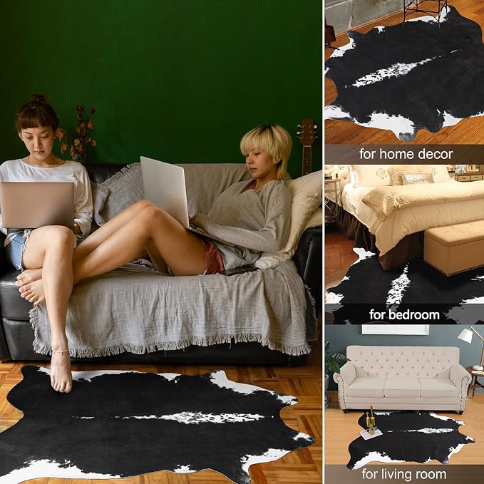 AROGAN Faux Cow Hide Rug, Premium Cow Print Rug Animal Area Rug - Image 2