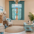 WAZZIO Boho Lace Curtains 72 Inches 2 Panel, Light Filtering Privacy Tassel & by WAZZIO