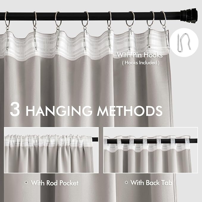 MIULEE Stone Back Tab Blackout Curtains 102 Inch Long 2 Panels Set - Image 4