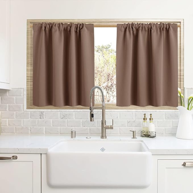 RYB HOME Cafe Blackout Curtains 24 inch Length, RV Curtains by RYBHOME