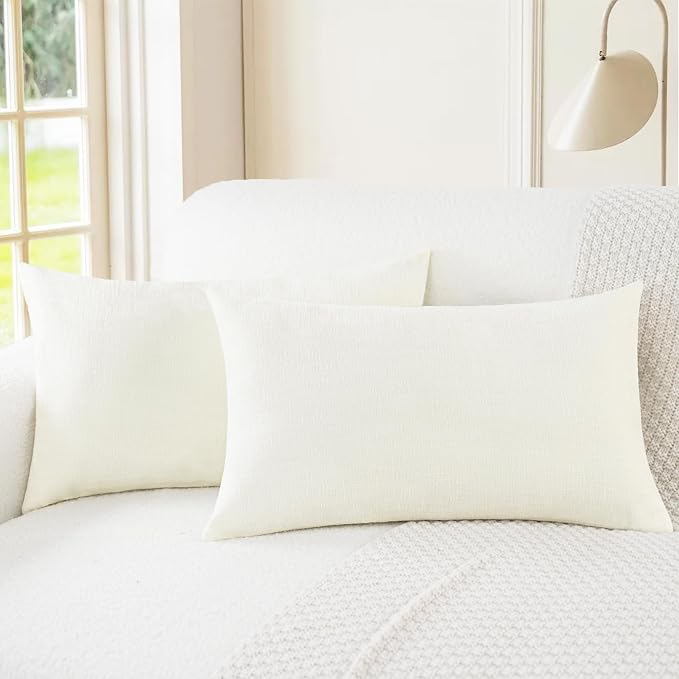 CaliTime Throw Pillow Covers Decorative 12 X 20 Inches Pack of 2 Cozy Chenille by CaliTime