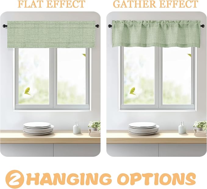 OWENIE Light Green Valances for Windows 1 Pcs, Light Filtering Textured - Image 5