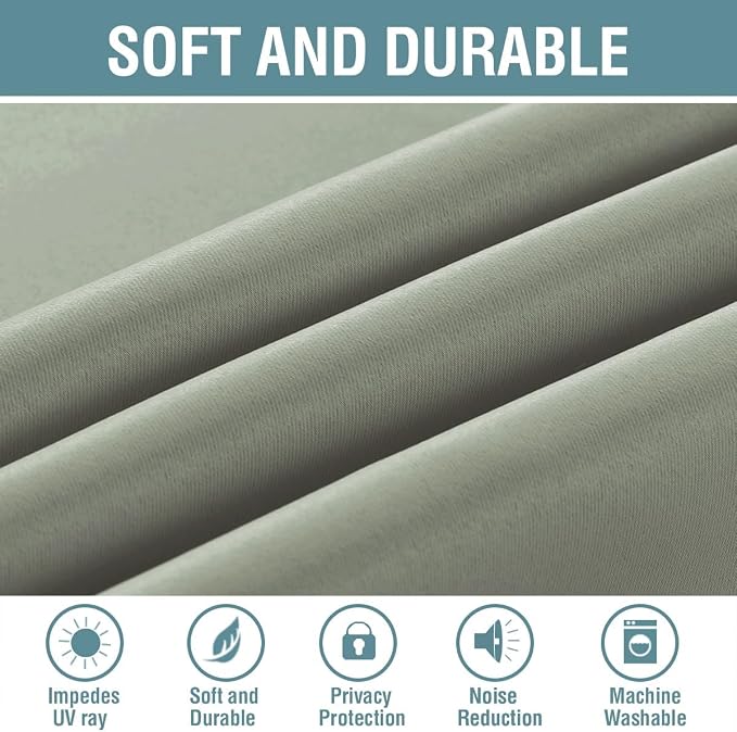 H.VERSAILTEX Sage Green Curtains/Drapes Blackout - Image 4