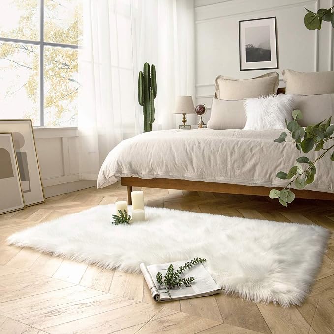 Ashler faux fur rug, Fluffy Shaggy Area Rug Ultra Soft 3 x 5 Feet Rectangle Fur - Image 9