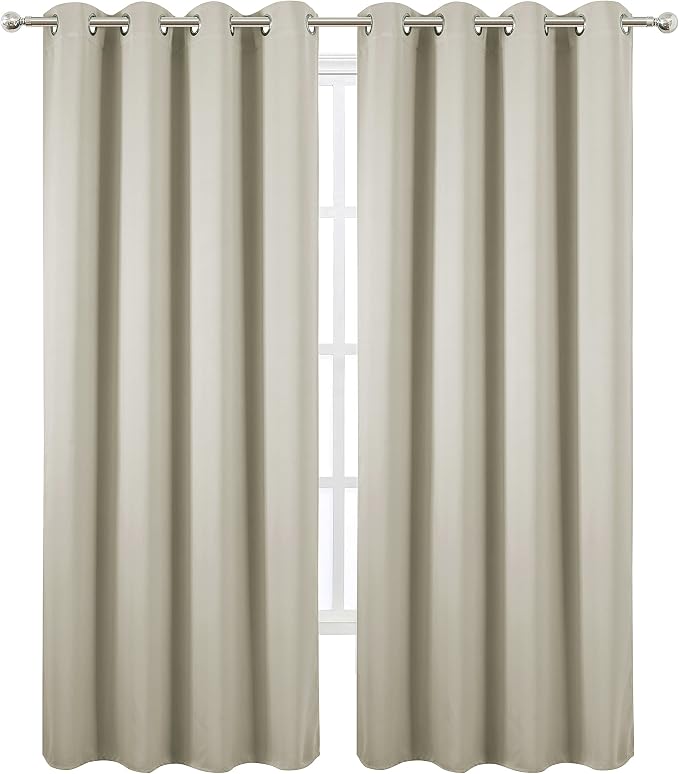 LEMOMO Light Beige Thermal Blackout Curtains/52 x 108 Inch/Set of 2 Panels Room - Image 2
