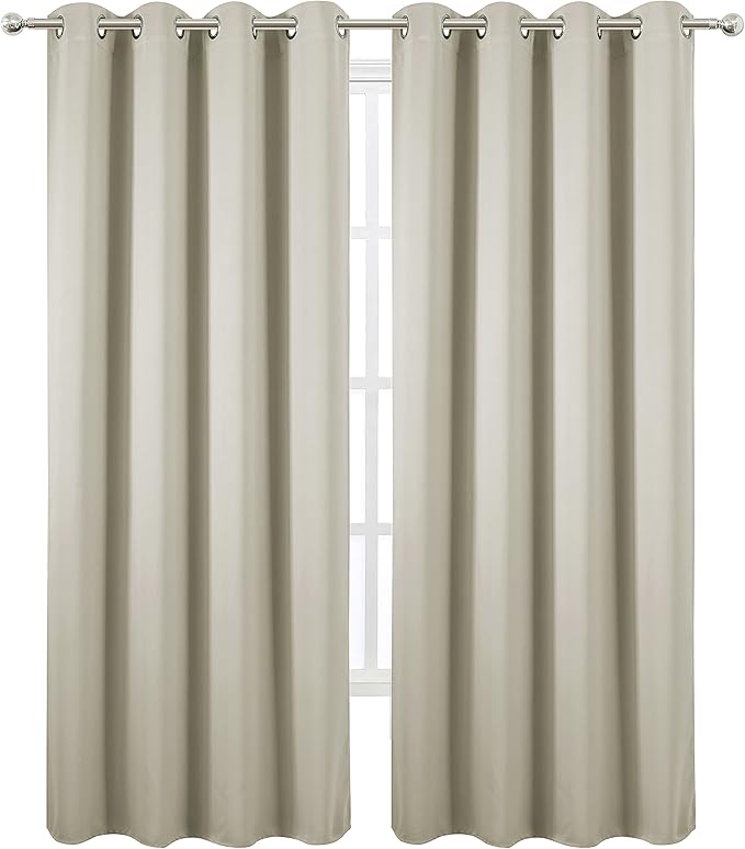 LEMOMO Light Beige Thermal Blackout Curtains/52 x 95 Inch/Set of 2 Panels Room - Image 2