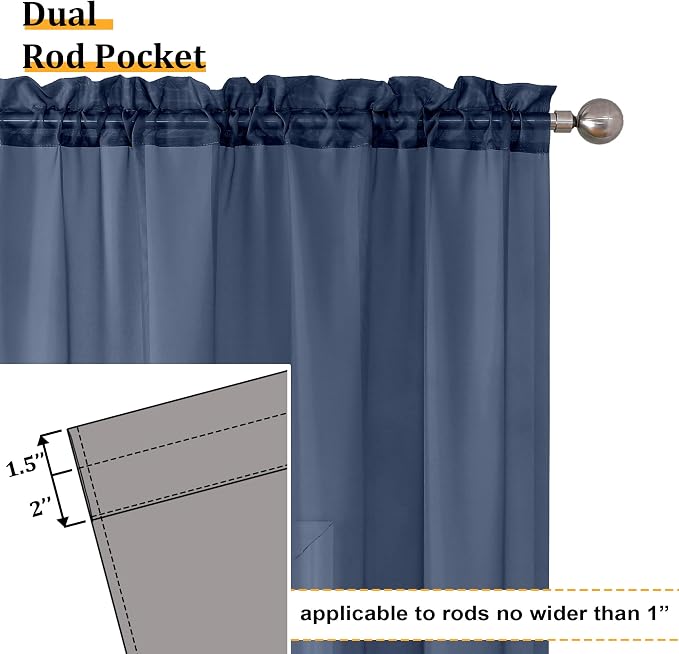 Aiyufeng Navy Blue Sheer Curtains 63 inch Length 2 Panels Set, Sheer Blue - Image 4