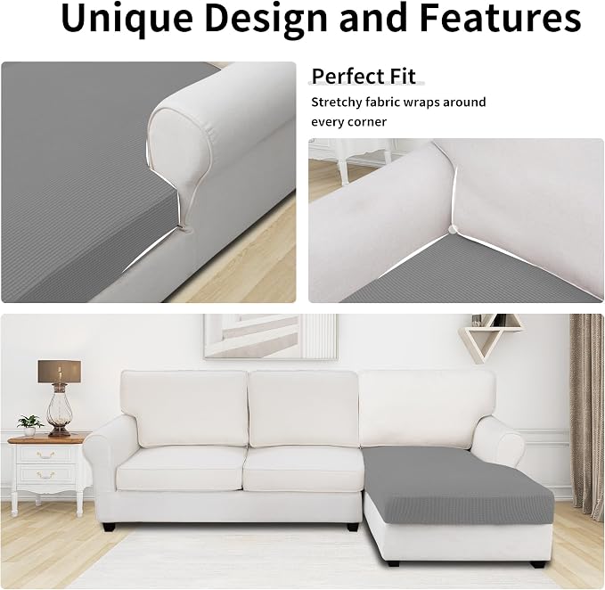 Easy-Going Stretch Sectional Couch Covers 1 Piece Chaise Lounge Slipcover L - Image 3