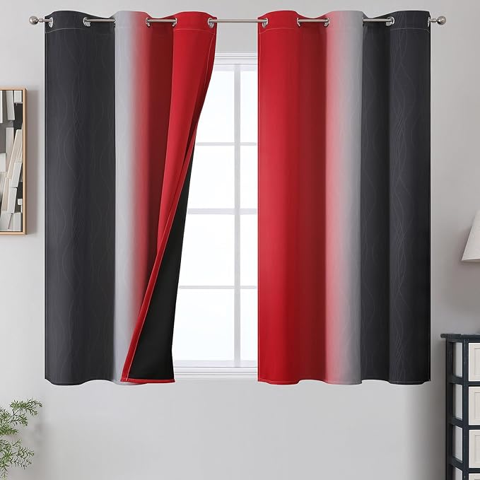 Estelar Textiler Red and Black Blackout Curtains 54 Inch Length, Light Blocking by ESTELARTEXTILER