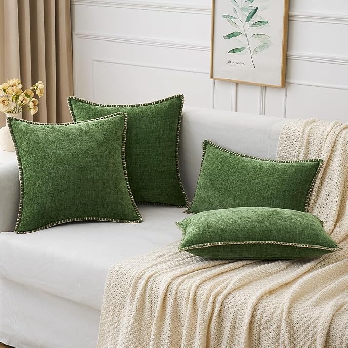 MIULEE Pack of 2 Couch Pllow Covers 18x18 Inch Moss Green Farmhouse Decorative - Image 5