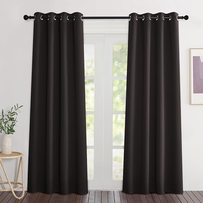 NICETOWN Toffee Brown Blackout Curtains 80 inch Length 2 Panels Set by NICETOWN