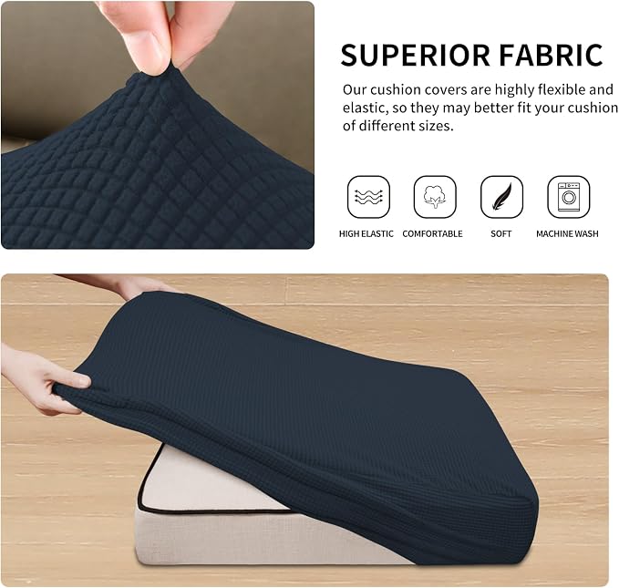 Easy-Going Stretch 3 Pieces Couch Cushion Covers - Image 4