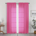 OWENIE Hot Pink Sheer Curtains 84 Inches Long by OWENIE