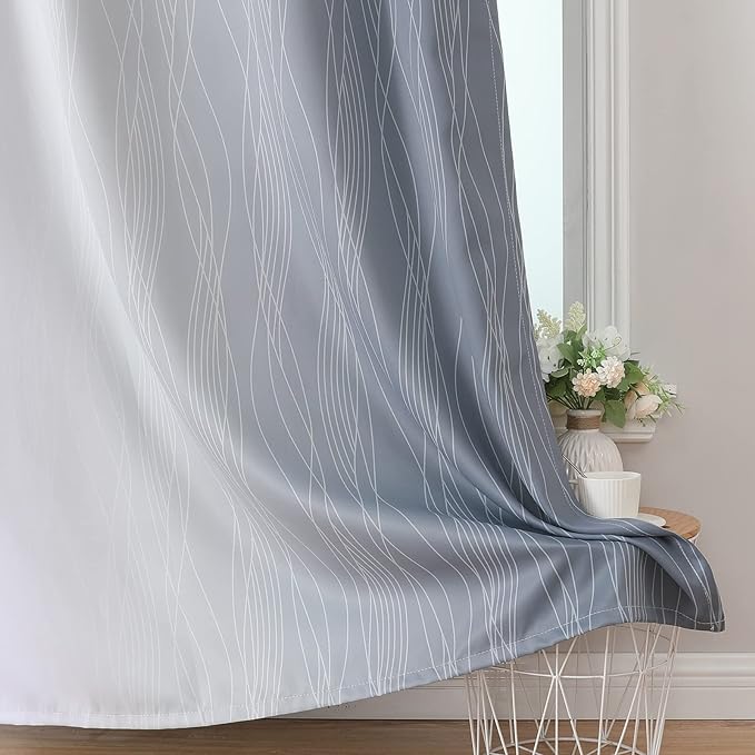 Estelar Textiler Grayish White and Grey Blackout Curtains - Image 6
