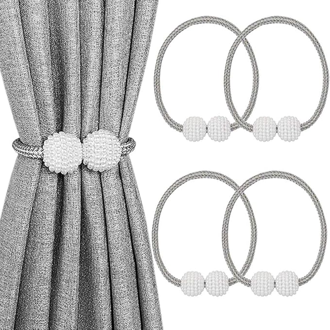 Melaluxe 4 Pack Magnetic Curtain Tiebacks, Decorative Curtain Holdbacks by Melaluxe