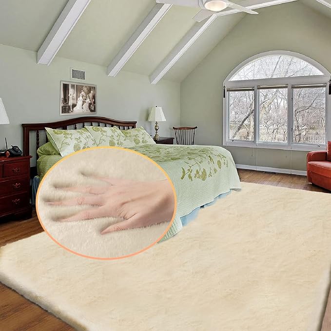 ORINOVA Light Brown Beige Plush Shag Area Rugs 8x10 Rugs by ORINOVA