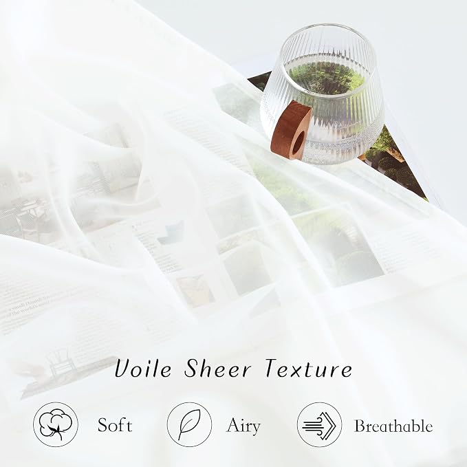 NICETOWN Beige Sheer Curtains Extra Long 135 inch Length - Image 4