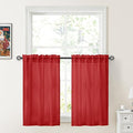 HOMEIDEAS Christmas Non-See-Through Red Privacy Sheer Kitchen Curtains by HOMEIDEAS