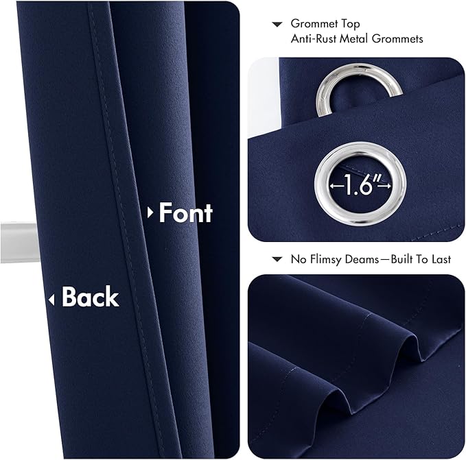 MIULEE Blackout Curtains for Bedroom 2 Panels 40 x 90 Inch Long Navy Blue | - Image 4