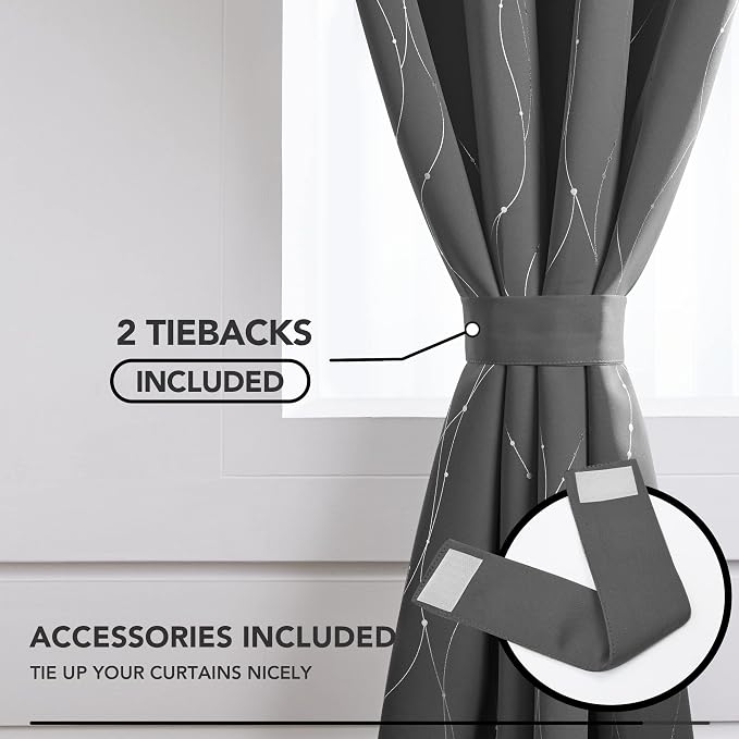 Deconovo Blackout Curtains, Thermal Insulated Noise‑Reducing Drape, Wave Line - Image 5