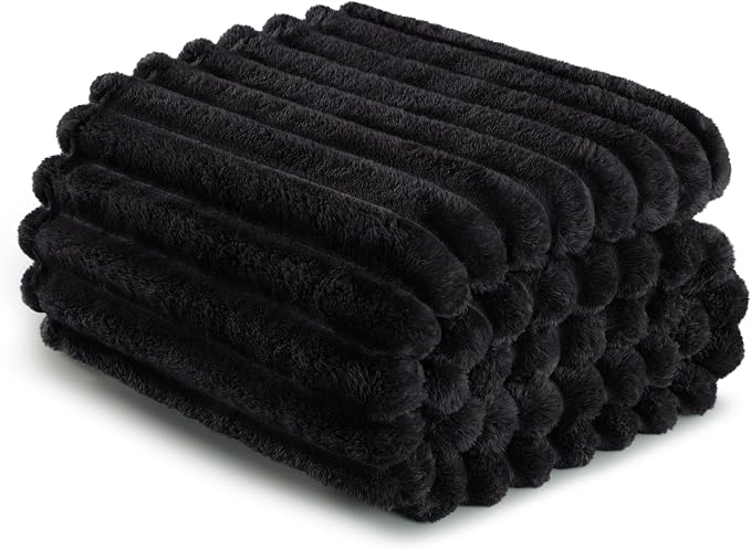 Exclusivo Mezcla Queen Size Flannel Fleece Blanket, Super Soft Striped Jacquard - Image 6
