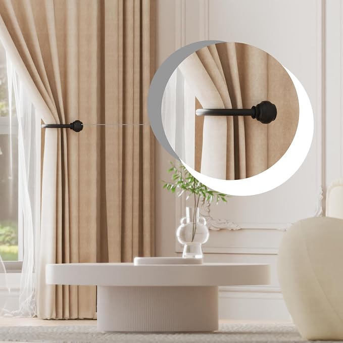Hion Curtain Holdbacks Black 2pcs, Curtain Tiebacks Wall Mounted Curtain Hooks - Image 4