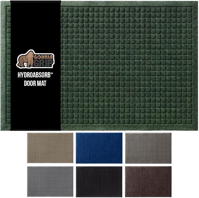 GORILLA GRIP® Ultra Absorbent Front Door Mat Outside Entrance, Traps Dirt and by GorillaGrip