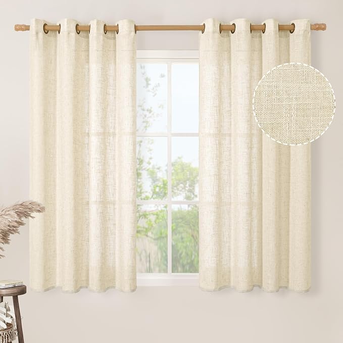 LAMIT Beige Linen Curtains 54 Inches Long by LAMIT