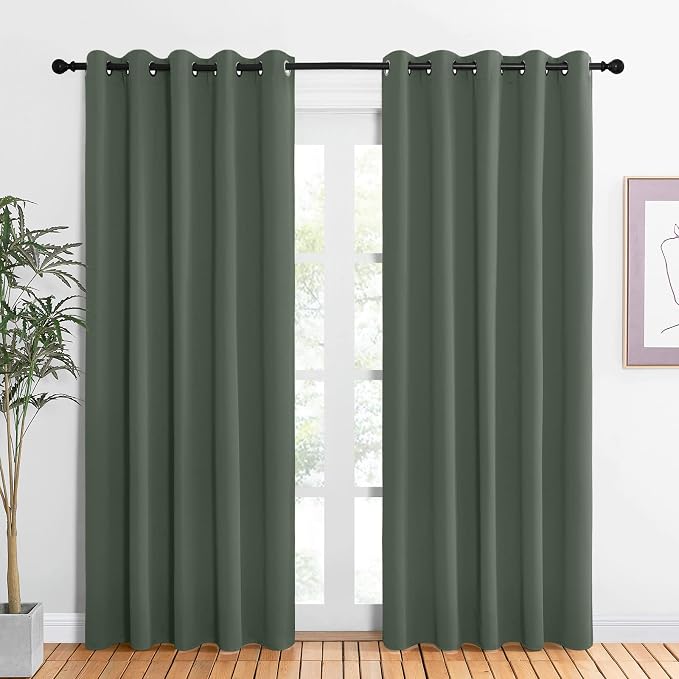 NICETOWN Room Darkening Draperies Window Curtain Panels, Dark Mallard, 2 Panels by NICETOWN
