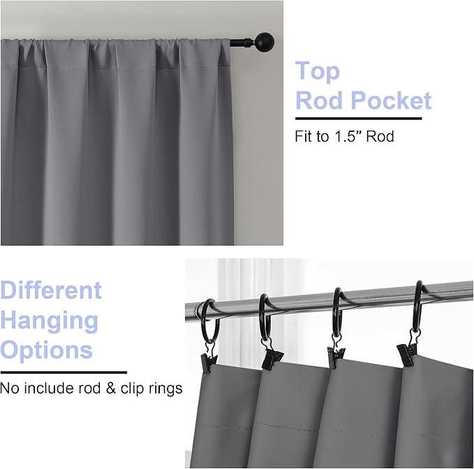 Simplebrand Ava Light Grey Blackout Curtains - Image 4