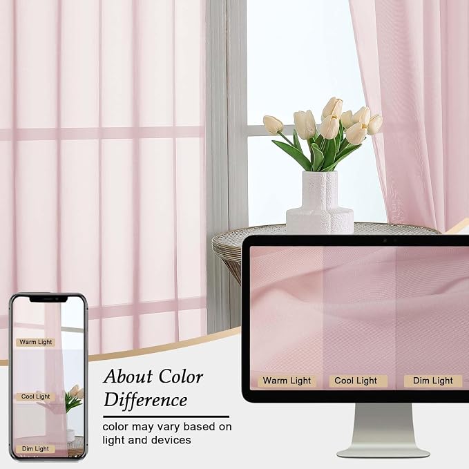 Extra Long Blush Sheer Curtains - Image 7