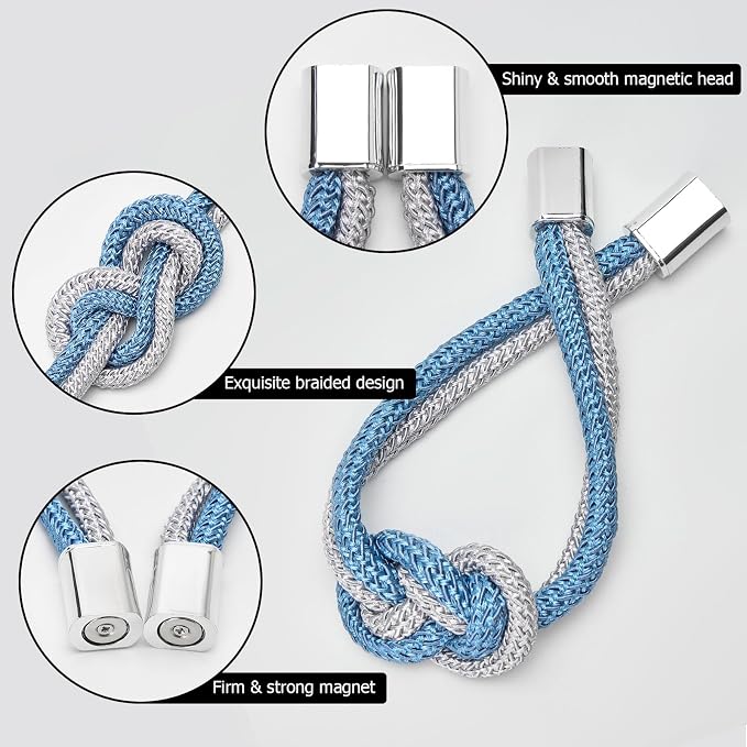 NICEEC 2 Pack Mini Magnetic Curtain Tiebacks Nordic Simple Style Drape Tie - Image 3