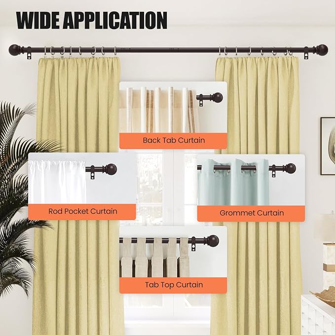 Curtain Rods for Windows 30 to 60 Inch, 2 Pack 5/8 Inch Heavy Duty Decorative - Image 7