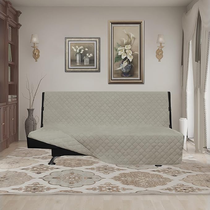 Easy-Going Futon Sofa Slipcover Reversible Sofa Cover Armless Couch Cover Water - Image 2