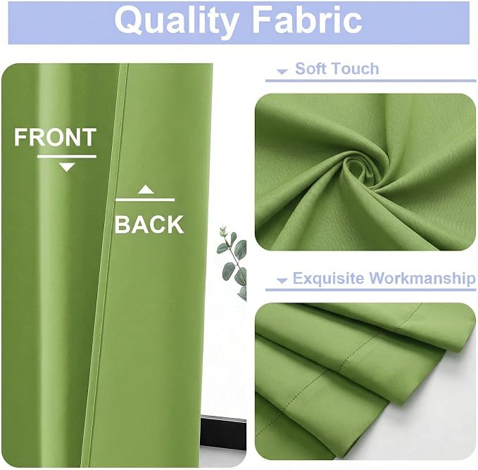 Simplebrand Ava Lime Short 36 Inches Blackout Curtain 2 Panels Set, Half Window - Image 3