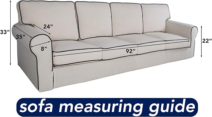 PureFit Stretch Couch Covers for Sofa 4 Seater Slipcovers Natural | 1-Piece - Image 6