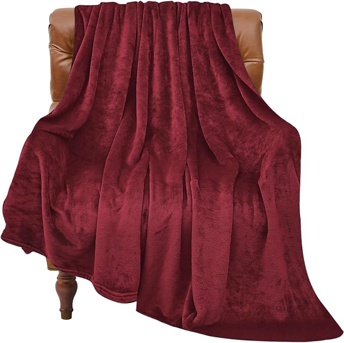 BEDELITE Fleece Blanket Burgundy Throw Blankets by BEDELITE