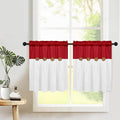 FRAMICS Farmhouse Kitchen Curtains 24 Inch Length, Rustic Cotton Linen Tier by FRAMICS