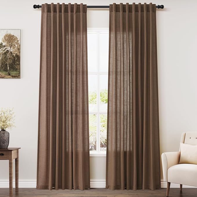 Nanspring Caramel Brown Curtains 80 Inches Long 2 Panels Set by Nanspring