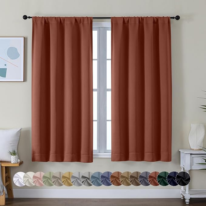 Simplebrand Ava Terracotta Short Blackout Curtains by Simplebrand