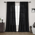 Nanspring Black Linen Blend Semi Sheer Curtains 86 Inches Long 2 Panel Set by Nanspring