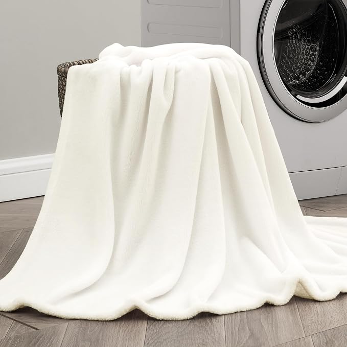 BEDELITE Fleece Blankets Queen Size Cream Throw Blankets - Image 5