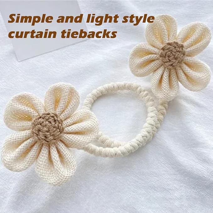 SRG Rope Curtain Tiebacks 2 Pack | Sunflower Curtain Tieback Boho | Simple - Image 6