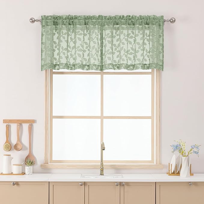 Chyhomenyc Sage Green Sheer Valances by Chyhomenyc